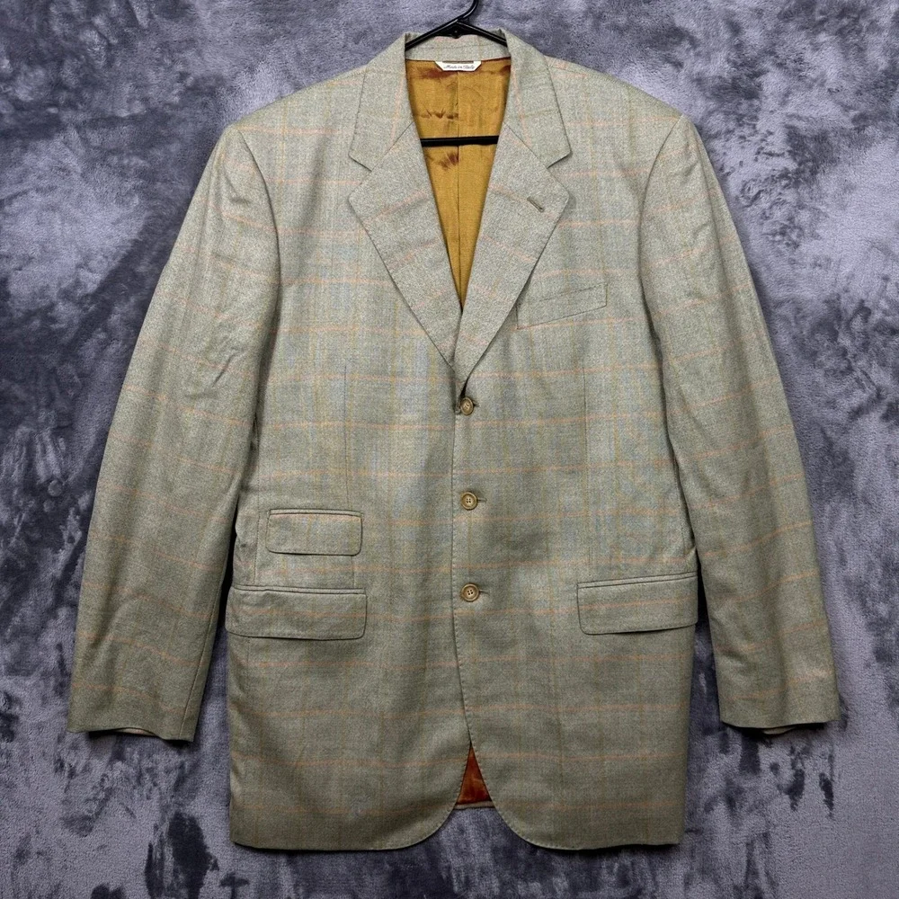 Beretta Sport Coat Mens 54 Plaid Ermenegildo Zegna Wool Blazer Italy